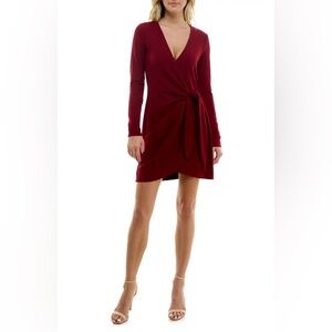 Socialite Knot Front Sweater Dress M - Cabernet NWT